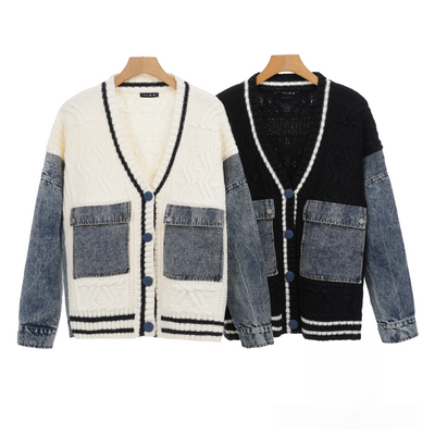 Cardigan da donna con denim