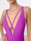 Costume da bagno intero da donna tinta unita con paillettes