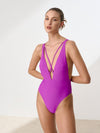 Costume da bagno intero da donna tinta unita con paillettes