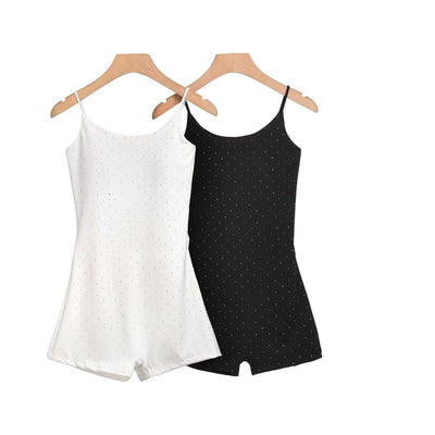Unitard jumpsuit senza maniche con brillantini