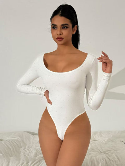 Body a maniche lunghe con brillantini