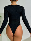 Body a maniche lunghe con brillantini