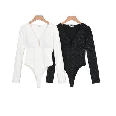 Body a maniche lunghe con brillantini