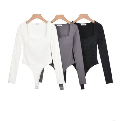 Body a maniche lunghe con brillantini