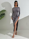 Vestito con spacco laterale con brillantini