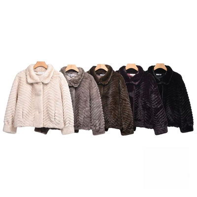 Cappotto in pelliccia a spina di pesce