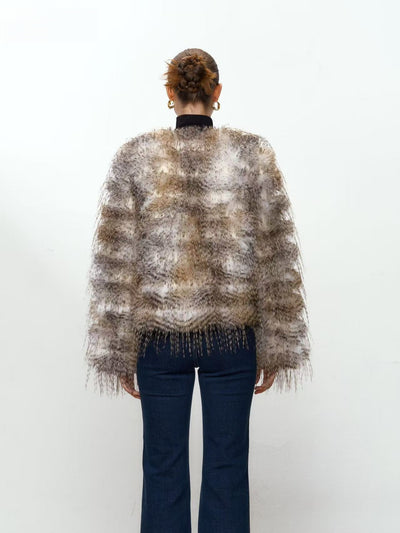 Giacca pelosa con texture irregolare