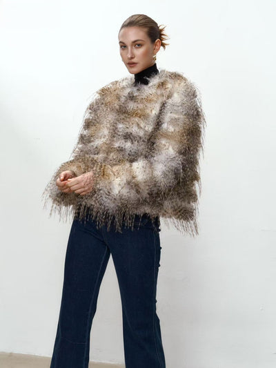 Giacca pelosa con texture irregolare