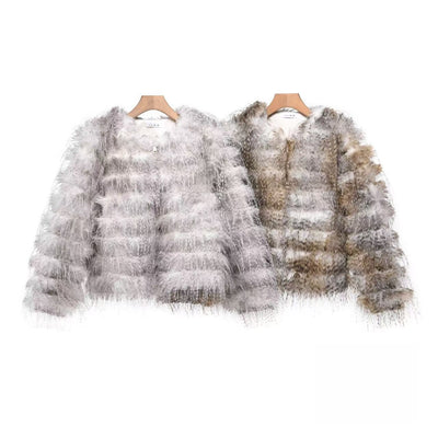 Giacca pelosa con texture irregolare