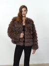 Cappotto peloso a righe screziate