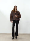 Cappotto peloso a righe screziate