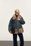 Giacca in denim con pelliccia