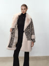 Cappotto leopardato con inserti in pelliccia chiara