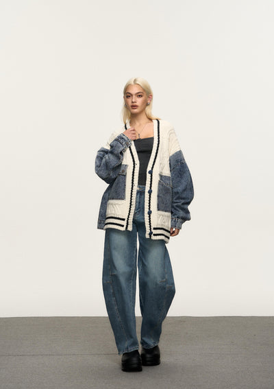 Cardigan da donna con denim