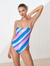 Costume da bagno intero con tessuto lucido