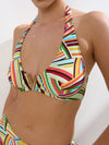 Bikini da donna con motivo geometrico multicolore