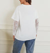 T-shirt a maniche lunghe con pizzo