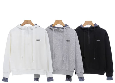 Felpa con mezzo zip e finta camicia