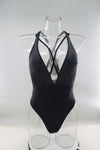 Costume da bagno intero da donna tinta unita con paillettes