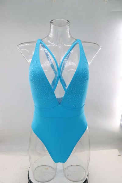 Costume da bagno intero da donna tinta unita con paillettes