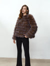 Cappotto peloso a righe screziate