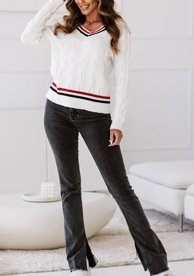 Maglia con motivi a trecce