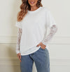 T-shirt a maniche lunghe con pizzo