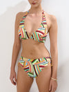Bikini da donna con motivo geometrico multicolore
