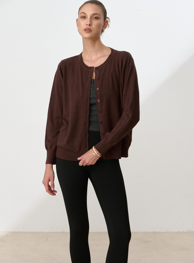 Cardigan di lana girocollo