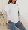 T-shirt a maniche lunghe con pizzo