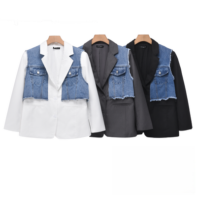 Blazer da donna con denim